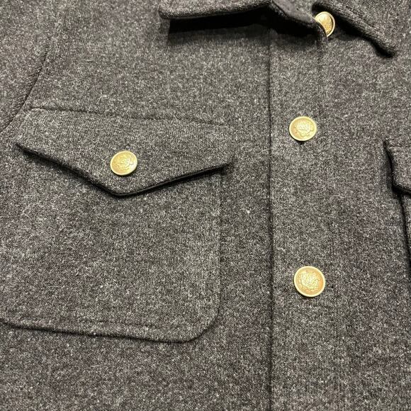 J Crew Wool Blend Shirt Jacket Sz M Gray Preppy Shacket Old Money Gold Button - Picture 8 of 9